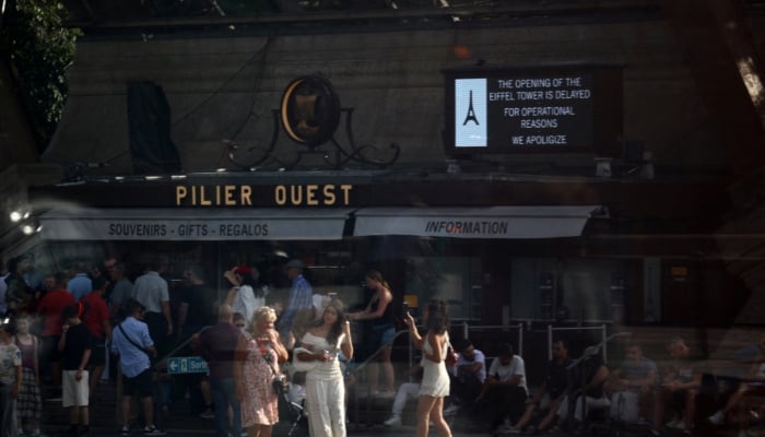 A sign reading the opening of the Eiffel Tower is delayed for operational reasons, we apologize is seen at the Eiffel Tower in Paris, France, September 7, 2026. — Reuters