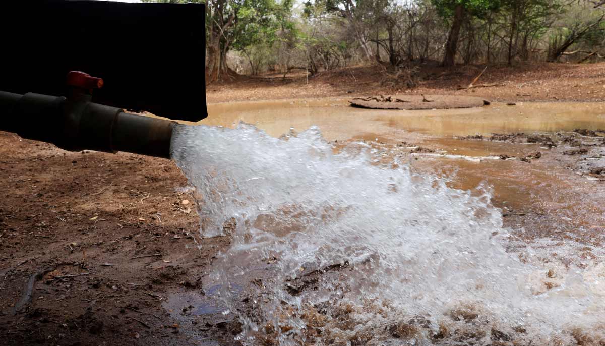A water tanker pumps water into a pond inside Yala National Park, in southern Sri Lanka, August 25, 2026.— Reuters
