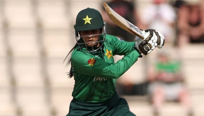 Pakistans Gull Feroza plays a shot against Bangladesh during Womens T20 World Cup match in Southampton, Britain on June 20, 2026. — ICC