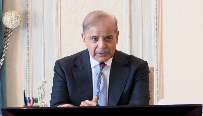 Prime Minister Shehbaz Sharif addresses a meeting with leading industrialists, businessmen and entrepreneurs at Prime Ministers Office, Islamabad, September 8, 2026. — Screengrab via X/@GovtofPakistan