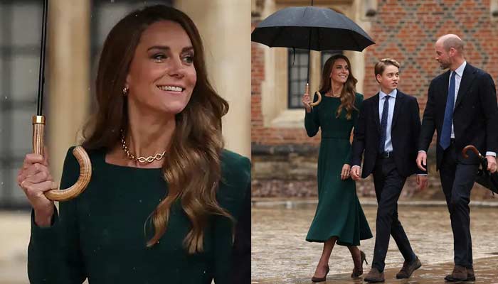 Princess Kate glows in Emerald Green as rain elevates her elegance