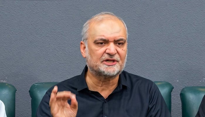 Jamaat-e-Islami (JI) Emir Hafiz Naeem ur Rehman speaks during an event. — Facebook/HafizNaeemRehman