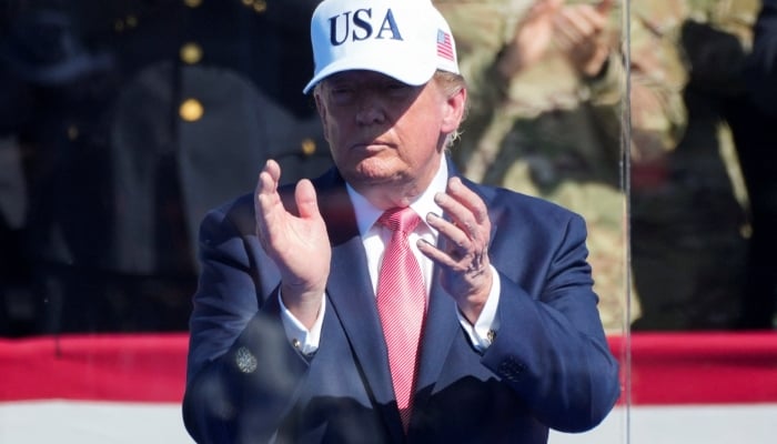 US President Donald Trump attends the Steel Across America event featuring a 21-foot steel beam recovered from the World Trade Centre South Tower, on the Ellipse near the White House in Washington, DC, US, September 8, 2026. — Reuters