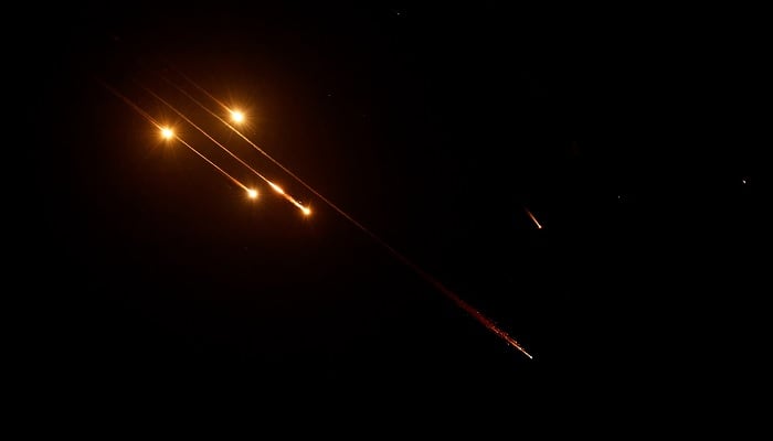 Missiles launched from Iran are seen from Tubas, in the Israeli-occupied West Bank, June 13, 2025.— Reuters