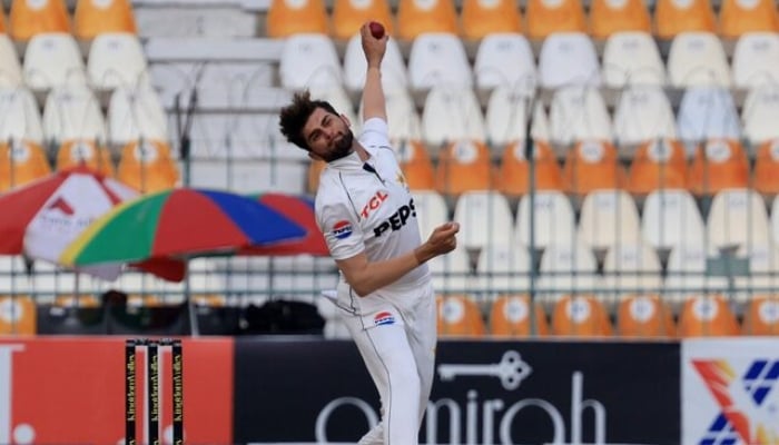 Pakistans Shaheen Shah Afridi in action against England in the first Test at Multan Cricket Stadium, Multan, October 9, 2024. — Reuters