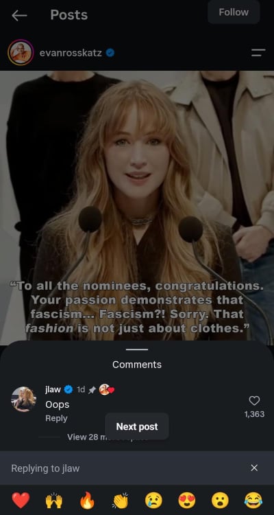 Jennifer Lawrence reacts to fascism slip-up, issues warning to fans