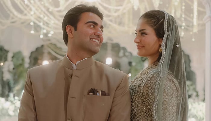 Punjab Chief Minister Maryam Nawazs daughter Mahnoor Safdar ties the knot with Azan Jabbar, son of businessman Jabbar Khalid. — Instagram/@muazcaughtthis