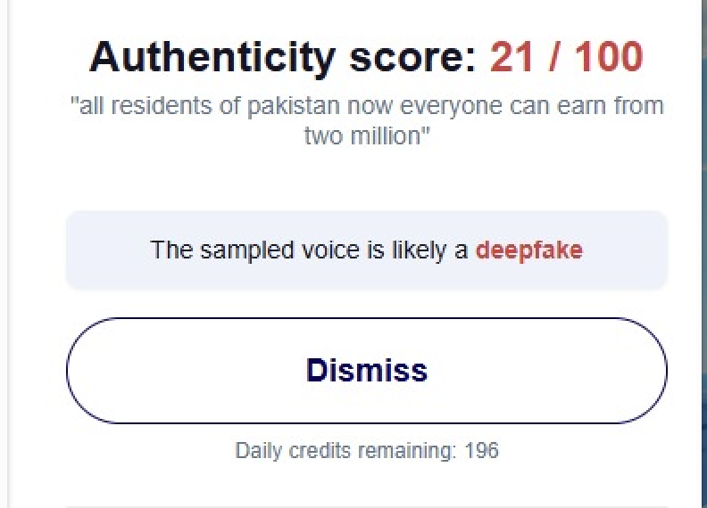 Hiya flagged the audio as highly likely to be AI-generated.