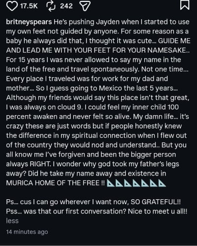 Britney Spears breaks silence on estranged dad Jamies leg amputation