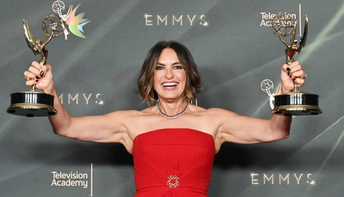 Mariska Hargitay and daughter Amaya Twin in red at 2026 Emmys