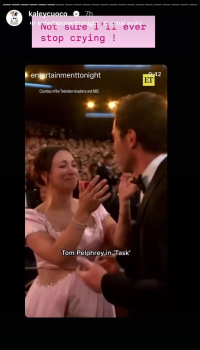 Tom Pelphrey makes pregnant fiancée Kaley Cuoco cry with Emmys speech