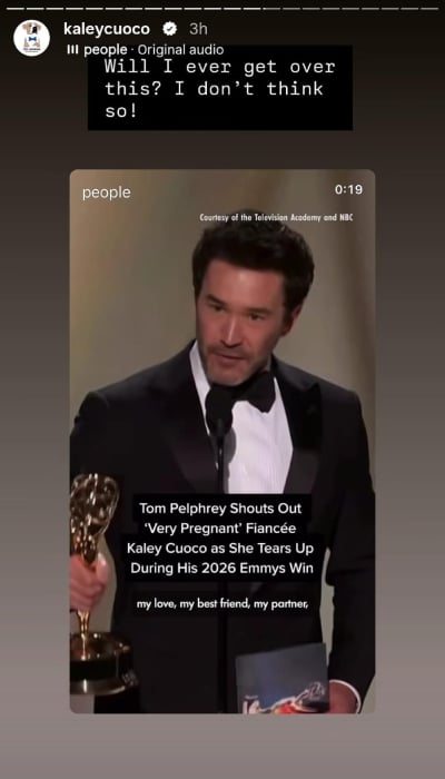 Tom Pelphrey makes pregnant fiancée Kaley Cuoco cry with Emmys speech
