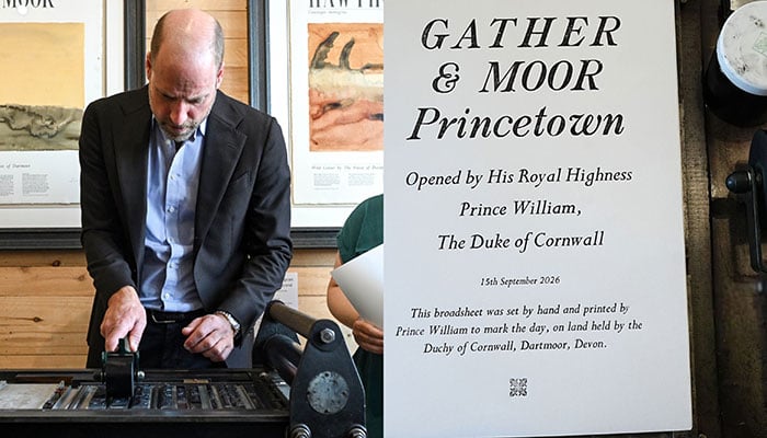 Prince William gets creative with moorland-inspired printing in Princetown