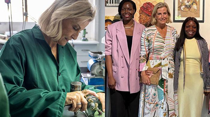 Duchess Sophie brings splash of colour to her meeting with Zambian artists