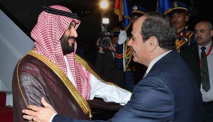 Egyptian President Abdel Fattah el-Sisi receives Saudi Crown Prince Mohammed bin Salman upon his arrival in Cairo.— Reuters/File