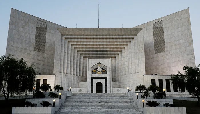 A general view of the Supreme Court of Pakistan building in the evening hours, in Islamabad, April 7, 2022. — Reuters