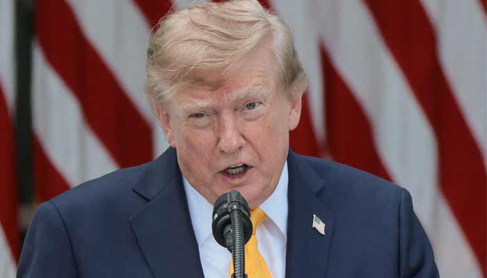 US President Donald Trump speaks as he hosts a back-to-school-themed event to highlight his administrations education policies, in the Rose Garden at the White House in Washington, DC, US, August 24, 2026.— Reuters