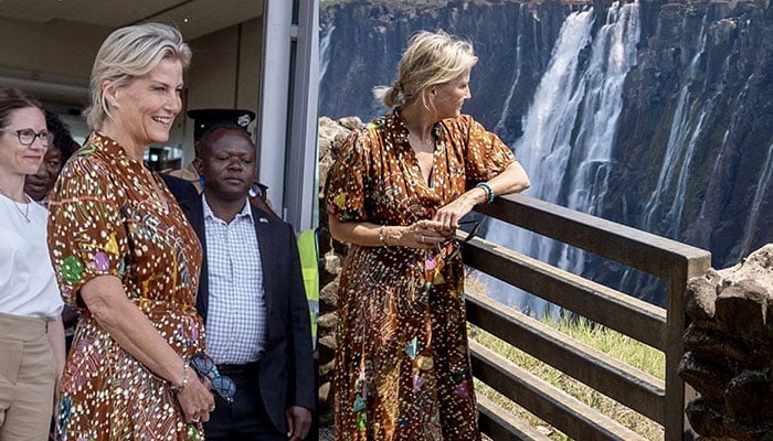 Duchess Sophie embraces earthy tones for colourful Victoria Falls adventure