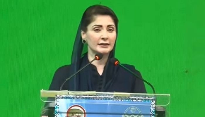 Punjab Chief Minister Maryam Nawaz addresses an inaugural ceremony of electric bus service in Multan on September 17, 2026. — YouTube/Geo News/screengrab