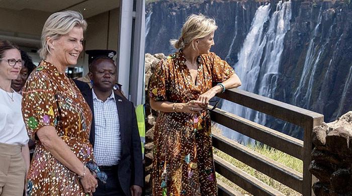 Duchess Sophie embraces earthy tones for colourful Victoria Falls adventure