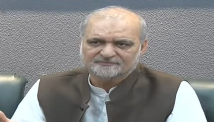 Jamaat-i-Islami (JI) chief Hafiz Naeemur Rehman addresses a press conference in Islamabad, September 18, 2026. — Screengrab via YouTube/Geo News