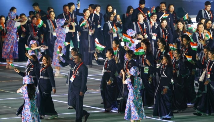 Athletes of India in the athletes parade during the opening ceremony of Asian Games at Paloma Mizuho Stadium, Nagoya, Japan on September 19, 2026. — Reuters