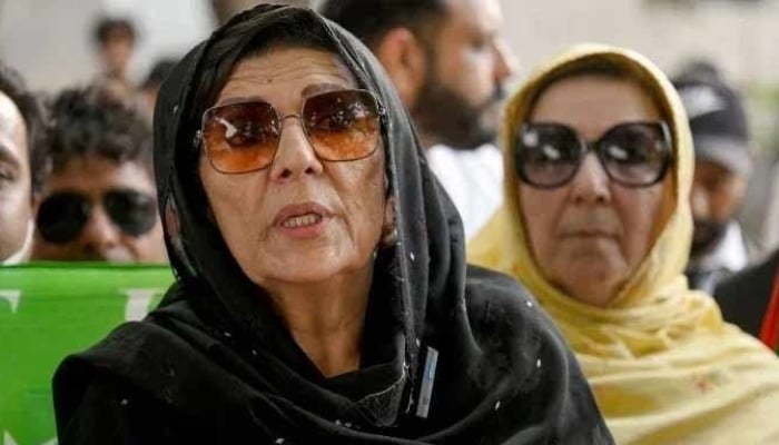 Aleema Khan speaks to the media after a court verdict outside the Islamabad High Court on June 3, 2024. — AFP