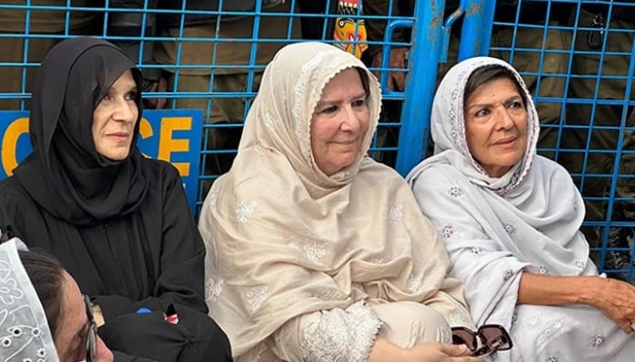 PTI founder Imran Khans sisters stage sit-in on Adiala Road in Rawalpindi on May 12, 2026. — Facebook/@ImMuhammadSohailAfridi