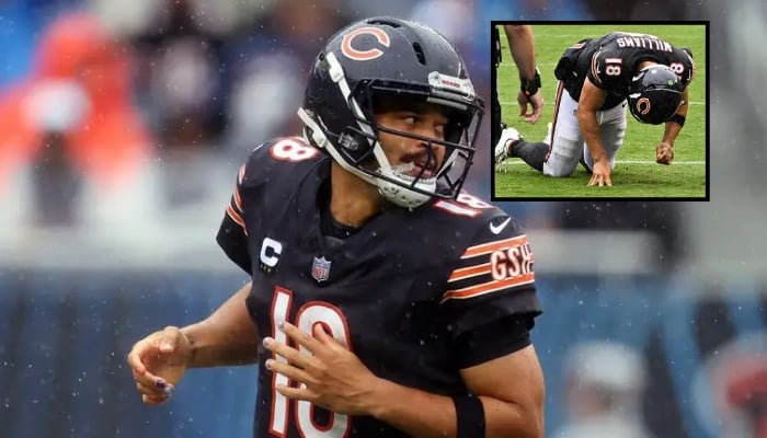 Bears Caleb Williams exits on cart after hamstring injury; Chicagos season now on edge