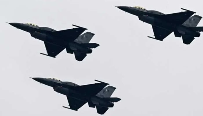 Pakistani fighter jets perform at a rehearsal ahead of Pakistans national day parade in Islamabad. — AFP/File