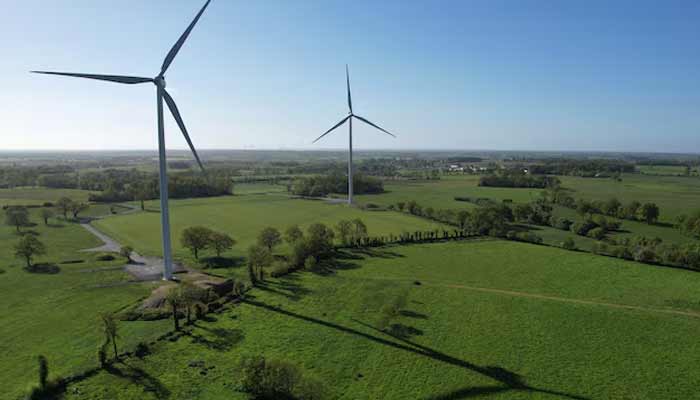 A drone view shows power-generating windmill turbines at a wind park in La Regrippiere, near Nantes, France, April 17, 2024.— Reuters