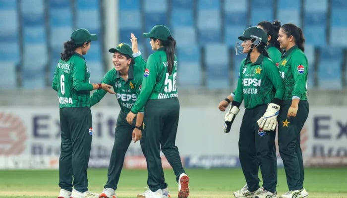 Pakistan women’s captain Fatima Sana (second from left) celebrates with her teammates during their Women’s T20 Asia Cup 2026 match against Thailand at the Dubai International Cricket Stadium in Dubai on September 1, 2026. — ACC