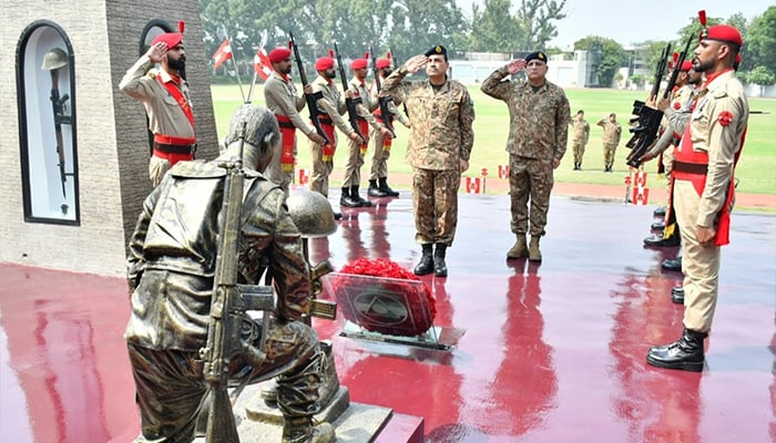 Field Marshal Syed Asim Munir pays tribute to martyrs after laying a floral wreath at Yadgar-e-Shuhada in Peshawar on September 22, 2026. — ISPR