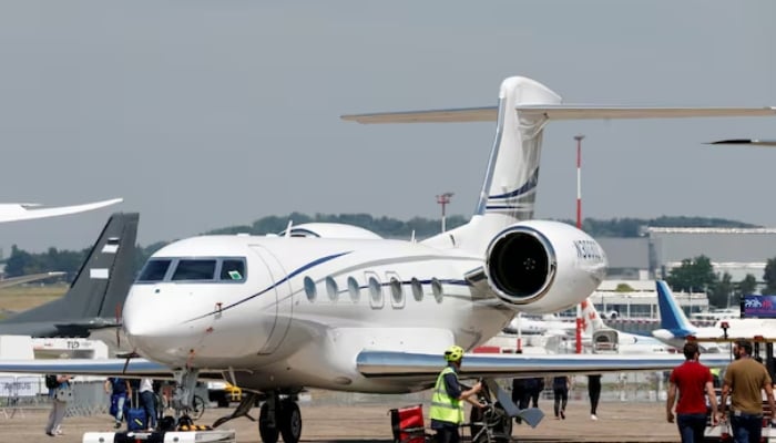 A Gulfstream Aerospace G500 aircraft arrives at the 54th International Paris Airshow at Le Bourget Airport near Paris, France, June 18, 2023. — Reuters