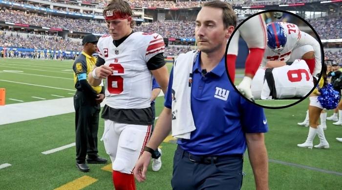 Jaxson Dart suffers knee scare four minutes into Giants vs Rams Monday night clash