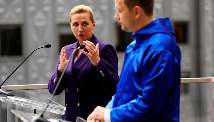 Denmarks Prime Minister Mette Frederiksen and Greenlands Premier Jens-Frederik Nielsen attend a press conference, after a security agreement with the US is signed, on the roof of the Danish UN mission in New York, US, September 22, 2026. — Reuters
