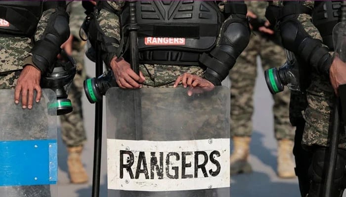 Rangers personnel stand guard near the Faizabad junction in Islamabad. — Reuters/File