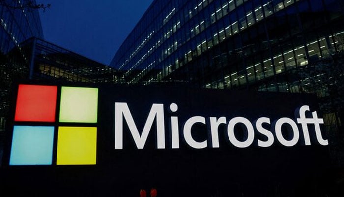 A view shows a Microsoft logo at Microsoft offices in Issy-les-Moulineaux near Paris, France, March 25, 2024. — Reuters