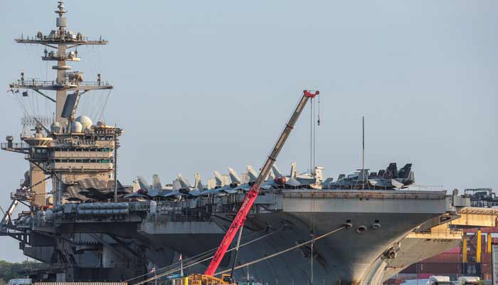 The US Nimitz-class aircraft carrier USS Abraham Lincoln is docked at Laem Chabang Port for a rest stop following a long deployment in the Middle East, in Chonburi province, Thailand, on September 3, 2026. — Reuters