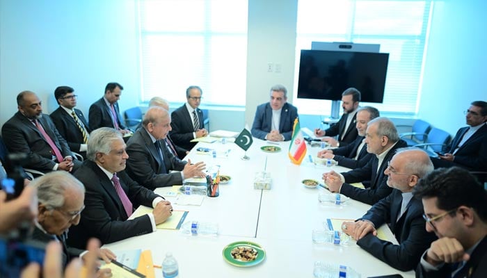 Prime Minister Shehbaz Sharif meets President of Islamic Republic of Iran, D. Masoud Pezeshkian on the sidelines of the 81st Session of United Nations General Assembly (UNGA) in New York, September 24, 2026. — X/@PakPMO