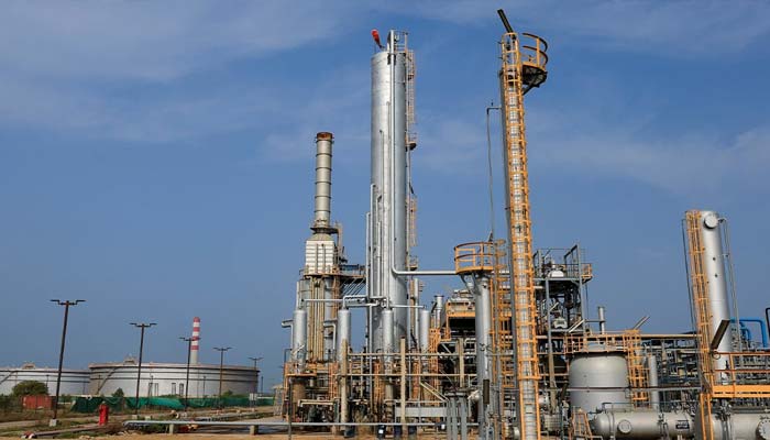 Cnergyico Pk Limited refinery plant and crude oil storage tanks at the Hub coast in Balochistan province, March 18, 2026. — AFP