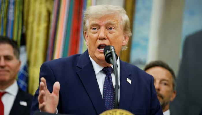 US President Donald Trump speaks during an event in the Oval Office at the White House in Washington, DC, US, July 6, 2026. — Reuters