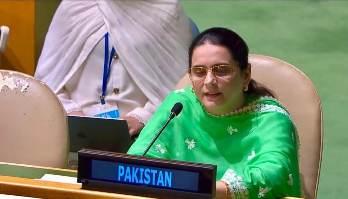Counsellor Saima Saleem speaks during the general debate of the 81st Session of UN General Assembly in New York, September 26, 2026. — X/@PakistanUN_NY