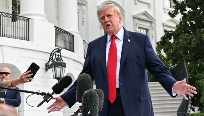 US President Donald Trump speaks to the media as he departs the White House on the South Lawn in Washington, DC, US, September 26, 2026. — Reuters