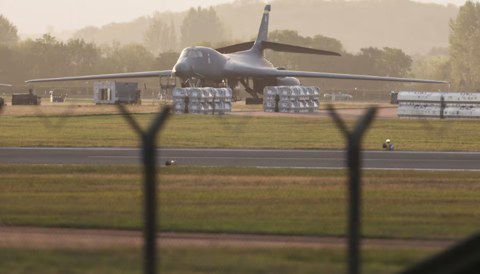 B‑1B Lancer bomber is parked at the RAF Fairford airbase, which hosts United States Air Force (USAF) personnel, in Fairford, Gloucestershire, Britain, September 27, 2026. — Reuters