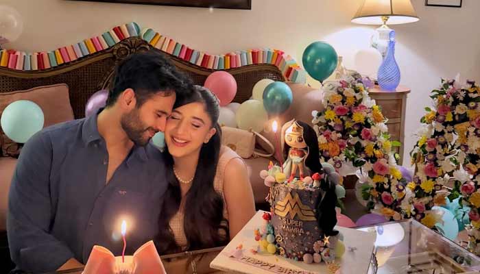 Mawra Hocane and her husband Ameer Gilani during birthday festivity. — Instagram/@mawrellous