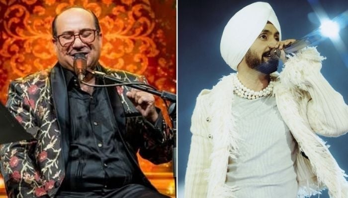 From (left to right), renowned Rahat Fateh Ali Khan and Indias Diljit Singh Dosanjh perform during concert. — Instagram/@officialrfakworld and @diljitdosanjh