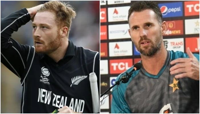 This collage shows New Zealands Martin Guptil (left) and Australias Shaun Tait. — Reuters/PCB