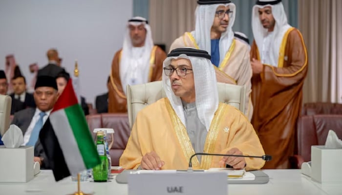 Sheikh Mansour bin Zayed Al Nahyan, UAE Vice President and Deputy Prime Minister, attends the emergency Arab-Islamic leaders summit in Doha, Qatar, September 15, 2025. — Reuters
