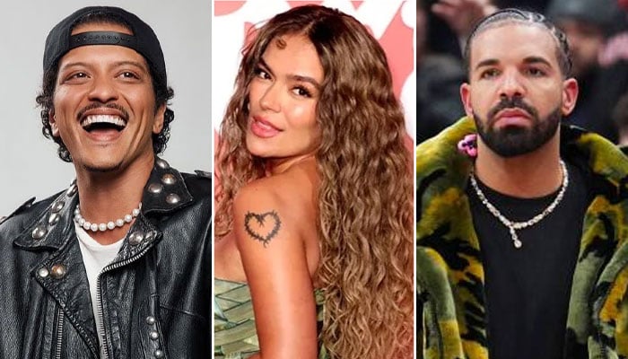 Bruno Mars reacts to Drake dancing with his ‘Latina Crush’ Karol G